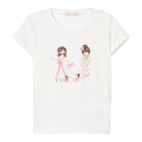 Liu Jo T-Shirt Girocollo Tinta Unita con Brillantini per Bambina KA5020X BIANC LIU JO 