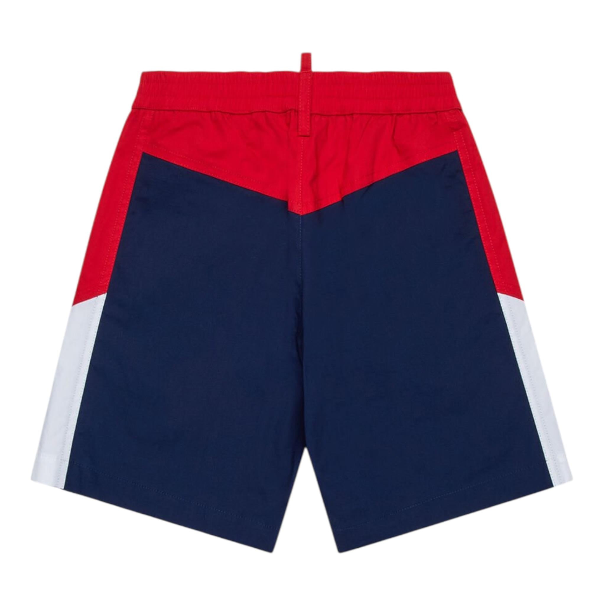 Dsquared2 Bermuda Tricolore con Elastico In Vita per Bambino DQ2832 BLU DSQUARED2 