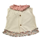 Valentina Bebes Plain Tank Top With Contrast Print Cream For Baby Girl