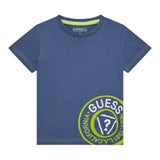 Guess T-Shirt Girocollo Tinta Unita con Stampa per Bambino N5RI19K8HM4 BLU GUESS 