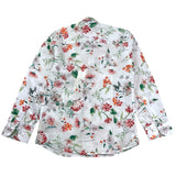 Alessandro Lamura Plain Shirt With White Flower Pattern For Boys