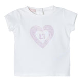 Liu Jo Solid Color Crew Neck T-Shirt with Glitter Print White for Baby Girls