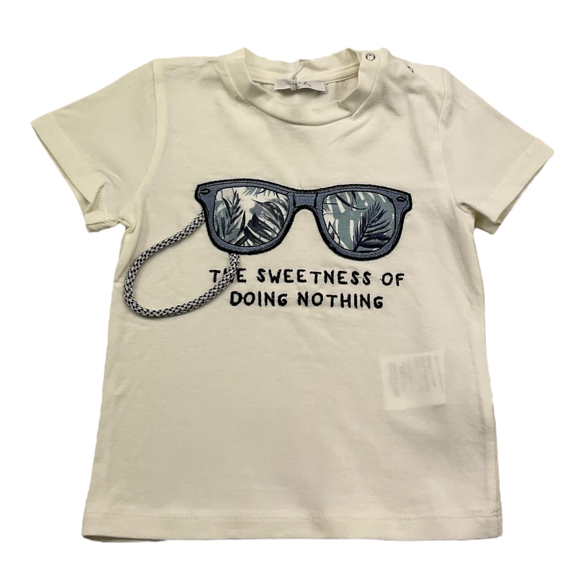 M+E' T.Shirt Girocollo Tinta Unita con Stampe per Neonato UEM0557 PANNA M+E' 