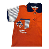 Emc Polo Half Sleeve Plain with Contrast Sleeves Orange for Boys