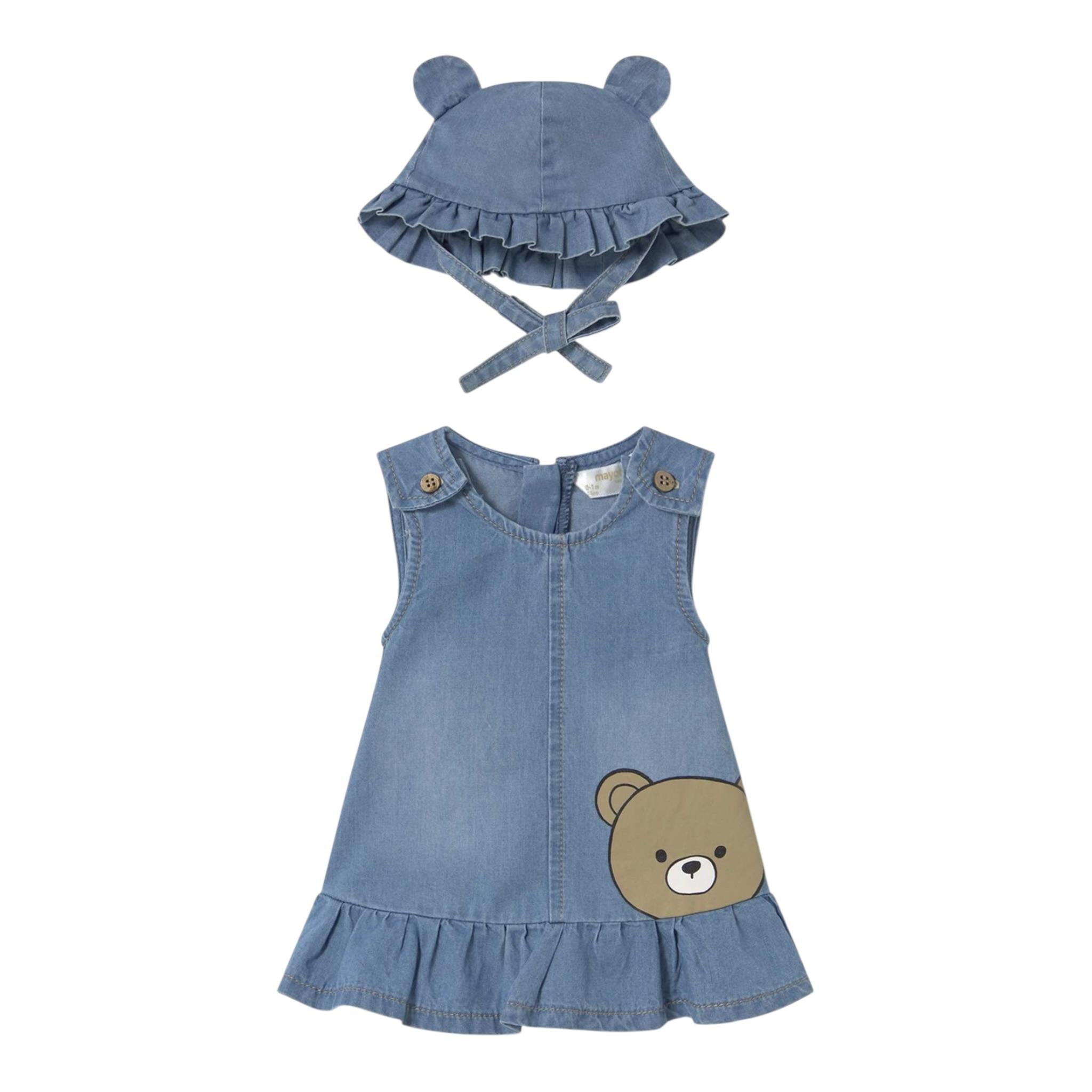 Mayoral Set Abito In Denim-Cappello Blu per Neonata 1871X BLU MAYORAL 