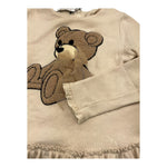 ELSY abit manica lunga tinta unita con orso Beige per Bambina 7120 BEIGE ELSY 