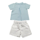 Babidu Completo 2 Pezzi Camicia-Bermuda per Neonato 42403N BAINCO/AZZURRO BABIDU 
