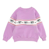 Chiara Ferragni Solid Color Crewneck Sweatshirt With Purple Print For Baby Girl