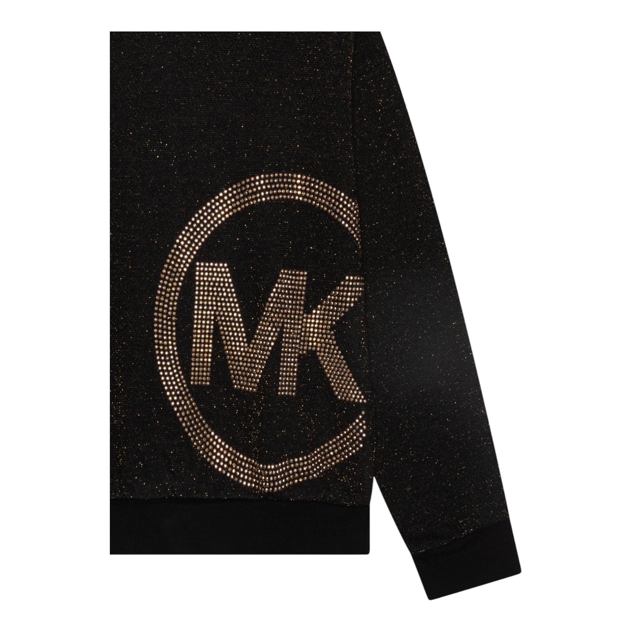 MICHAEL KORS felpa con cappuccio tinta unita glitter Nero per Bambina R30154 NERO MICHAEL KORS 