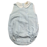Baby Gi Romper Armhole Check Pattern White/Blue For Newborn