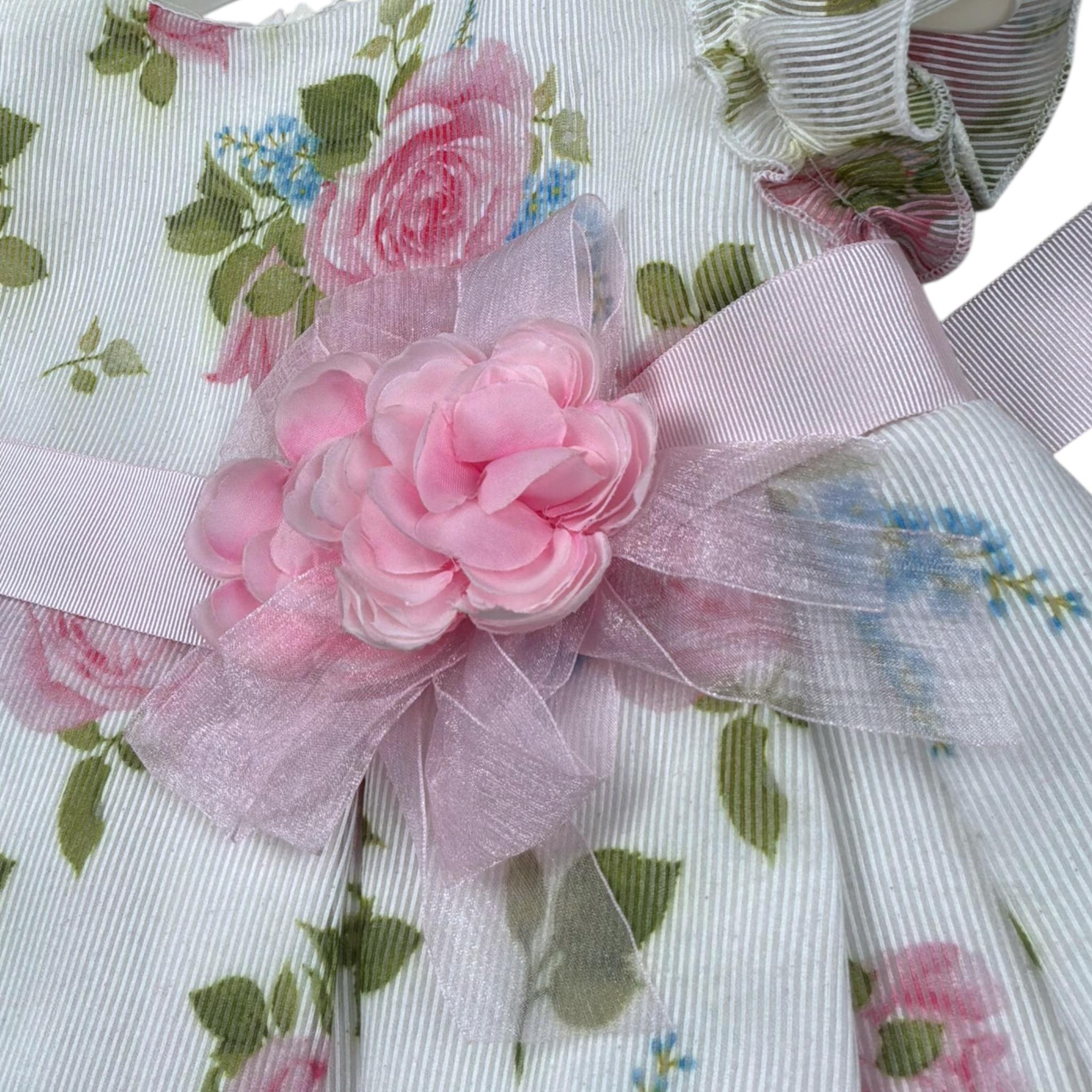 Aletta Abito Cerimonia Tinta Unita con Fantasia per Neonata HR23540 PANNA ALETTA 