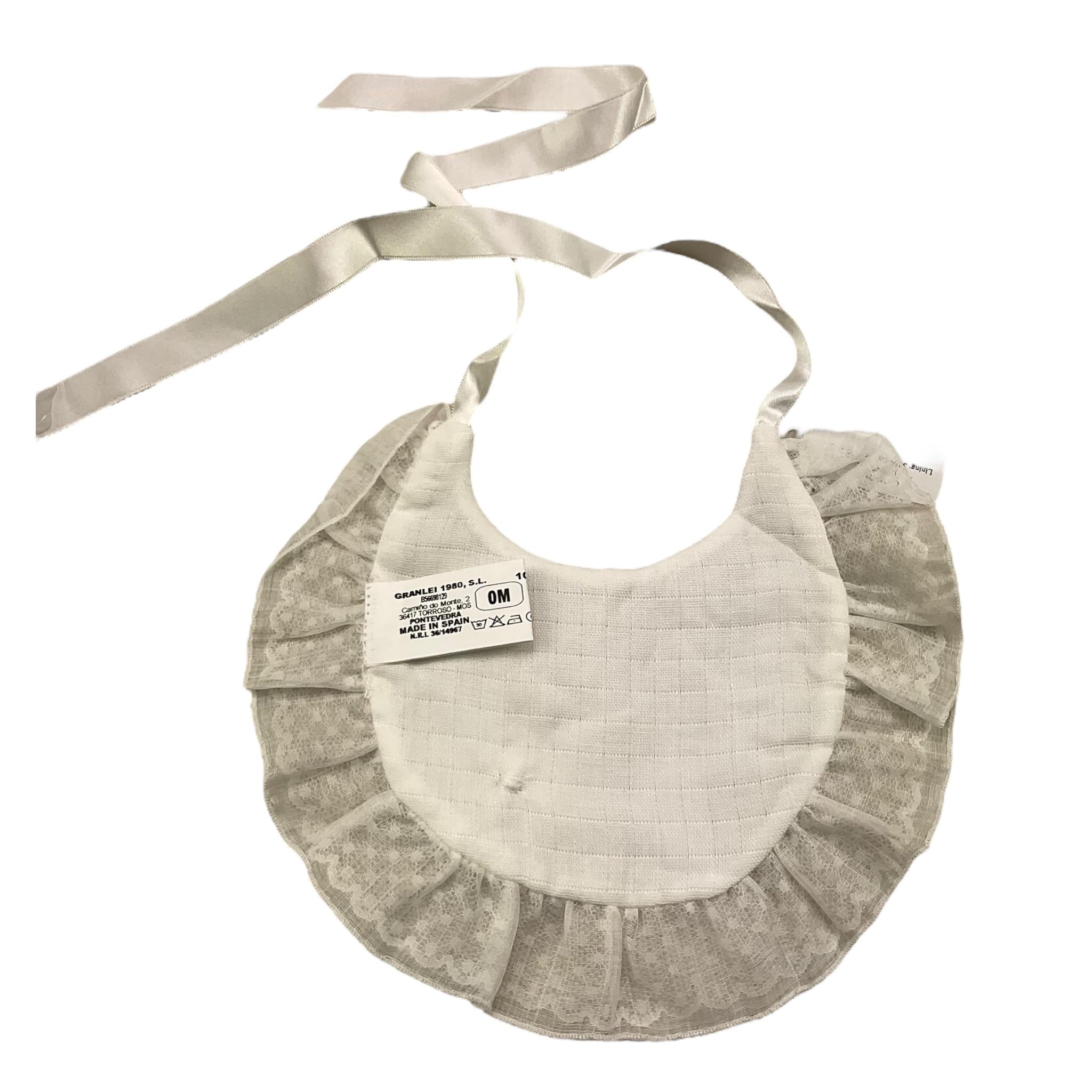 GRANLEI bavetta tinta unita con ricami Bianco per Neonata 224150 BIANCO GRANLEI 