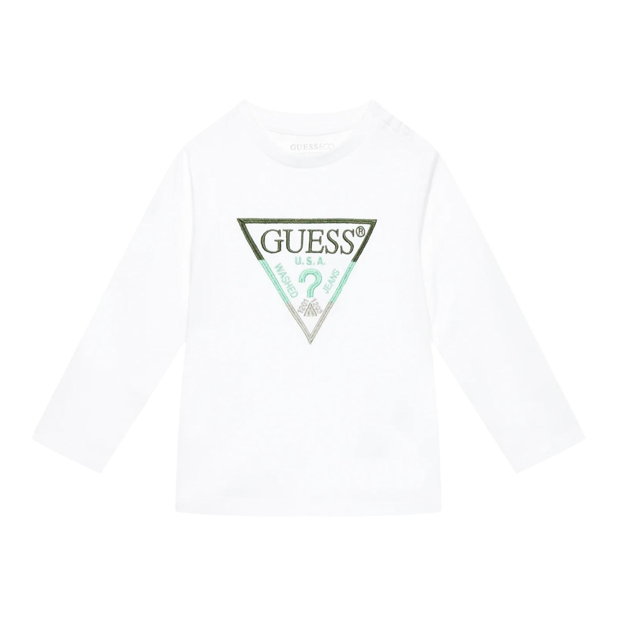GUESS shirt girocollo tinta unita ocn logo Bianco per Neonato N4YI36K8HM4NX BIANCO GUESS 