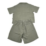 Teddy E Minou Completo 2 Pezzi Camicia-Bermuda Tinta Unita per Neonato E25CP075C6041NX VERDE TEDDY E MINOU 