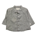 Teddy E Minou Long Sleeve Shirt Striped Pattern Korean Collar Gray For Newborn
