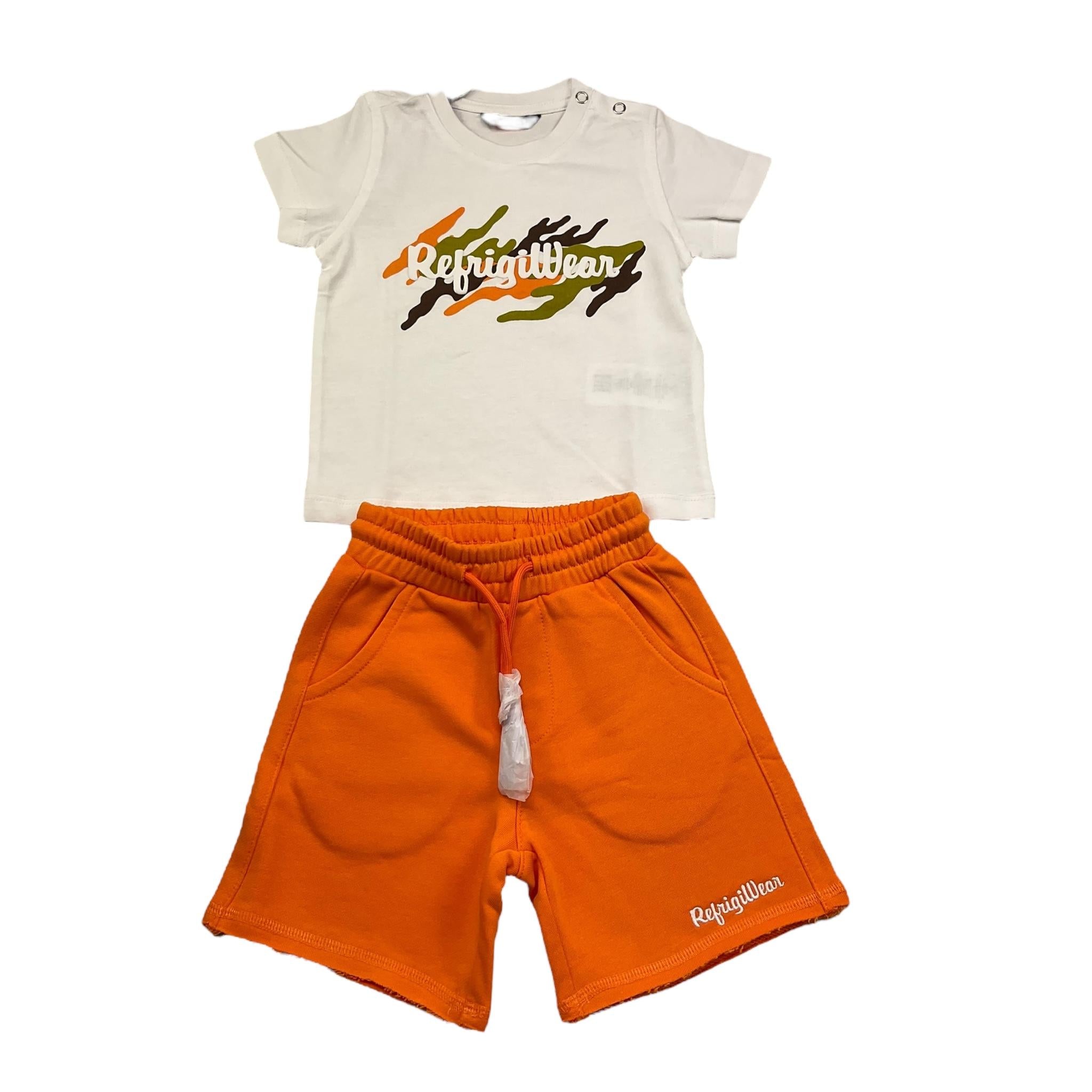 Refrigiwear Completo 2 Pezzi T-Shirt-Bermuda per Neonato 212DRMNS25 BIANCO/ARANCIONE REFRIGIWEAR 