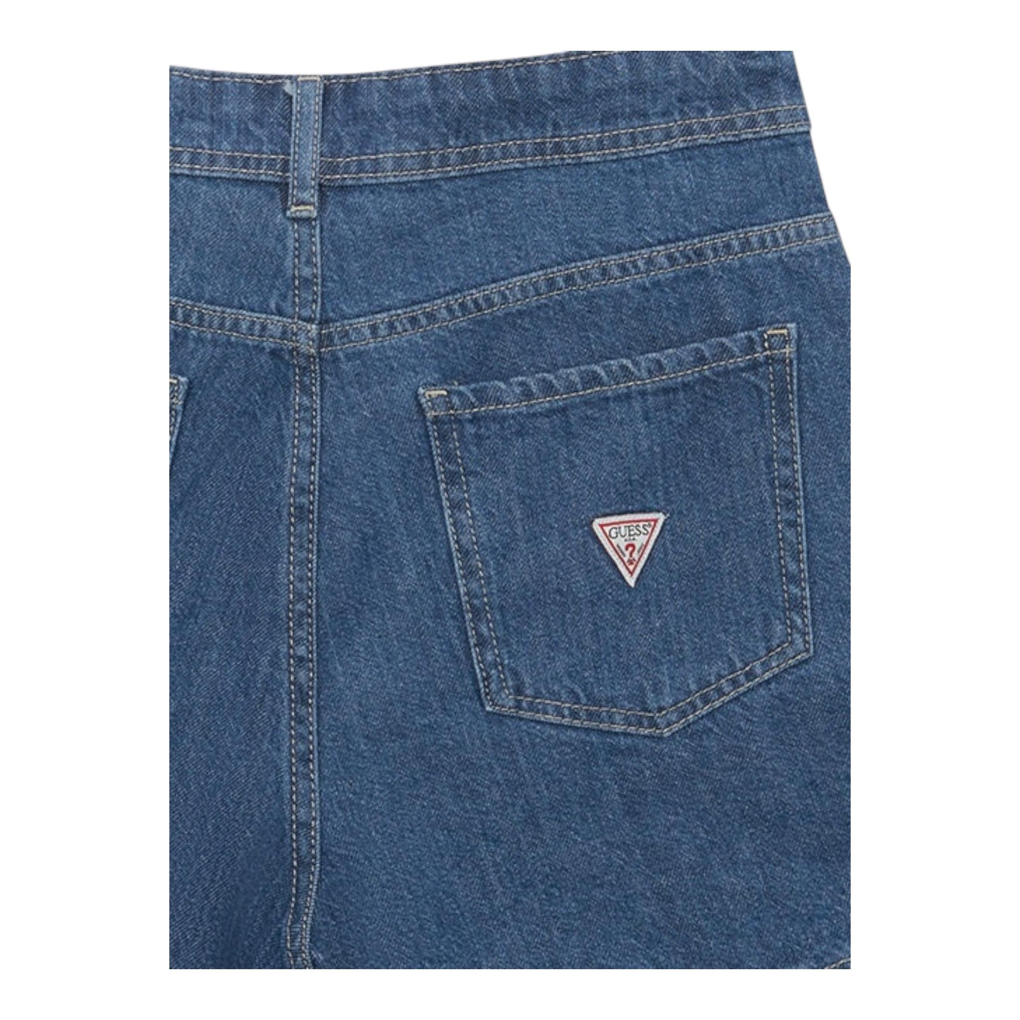 GUESS short in denim tinta unita con logo Blu per Bambina J4YD18D45E0 BLU GUESS 