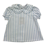 Little Bear Shirt Half Sleeve Striped Pattern White/Blue For Baby Girl