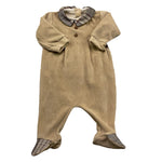 BABY VIP tutina manica lunga tinta unita in ciniglia Beige per Neonato T2796 BEIGE BABY VIP 