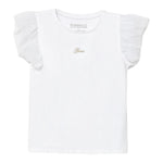 Guess Canotta Girocollo con Maniche In Tulle Tinta Unita con Stampa per Neonata K4GI20K6YW1 BIANCO GUESS 