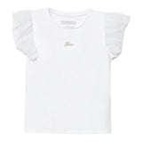 Guess Canotta Girocollo con Maniche In Tulle Tinta Unita con Stampa per Neonata K4GI20K6YW1 BIANCO GUESS 
