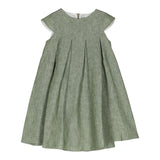 The Owl Green Solid Color Half Sleeve Dress For Girls