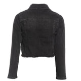 Liu Jo Solid Color Denim Jacket With Contrast Buttons Black For Girls