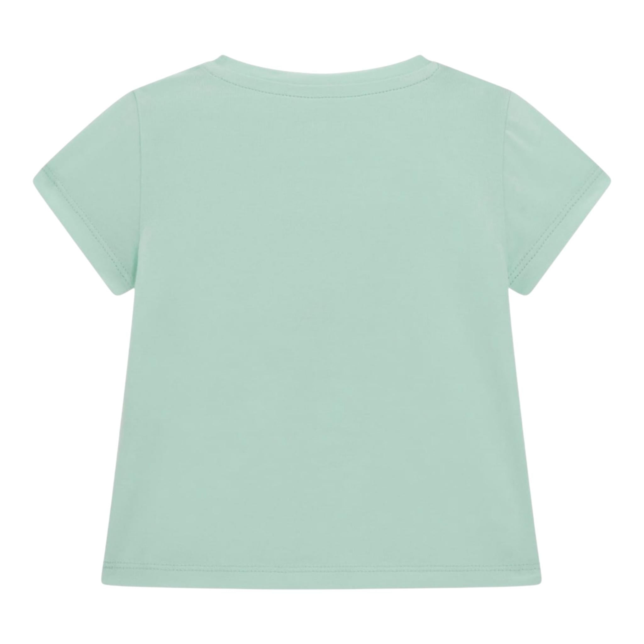 Guess T-Shirt Girocollo Tinta Unita con Stampa per Neonata A5GI03K6YW4X VERDE ACQUA GUESS 