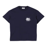 Etro Crew Neck T-Shirt Solid Color With Contrast Print And Pocket Blue For Boys