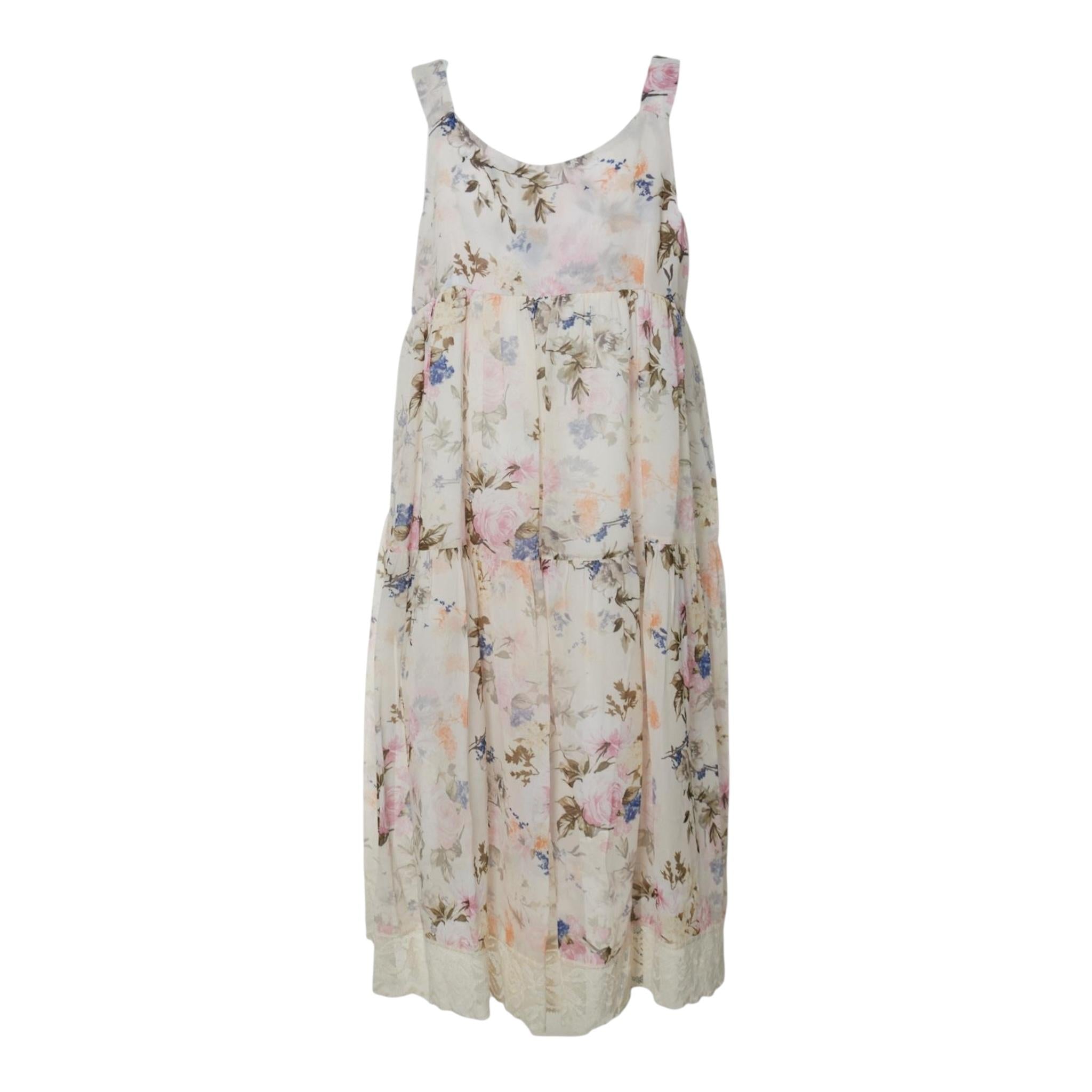 Dixie Abito Tinta Unita con Fantasia Fiori per Bambina AB57364G39 BEIGE DIXIE 