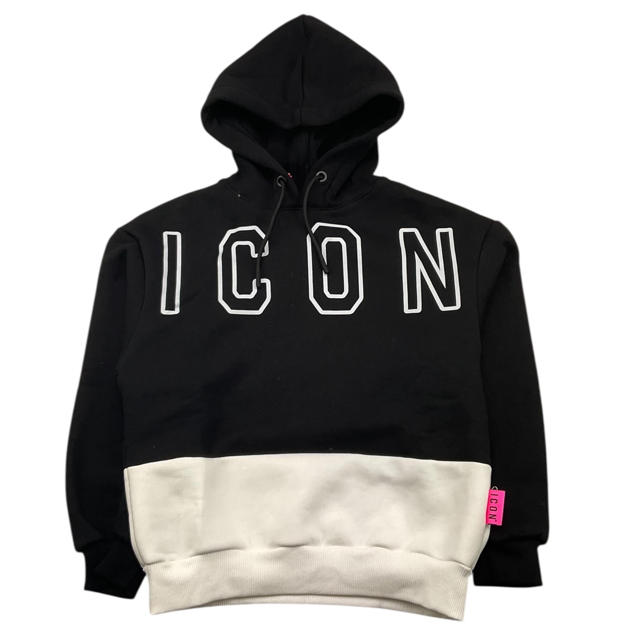 ICON felpa chiusa con cappuccio bicolore con logo Bianco/nero per Bambina IGSW00356 BIANCO/NERO ICON 