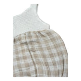 Petit Indi Pagliaccetto Bicolore con Fantasia A Quadri per Neonata SS25B1615 BIANCO/BEIGE PETIT INDI 