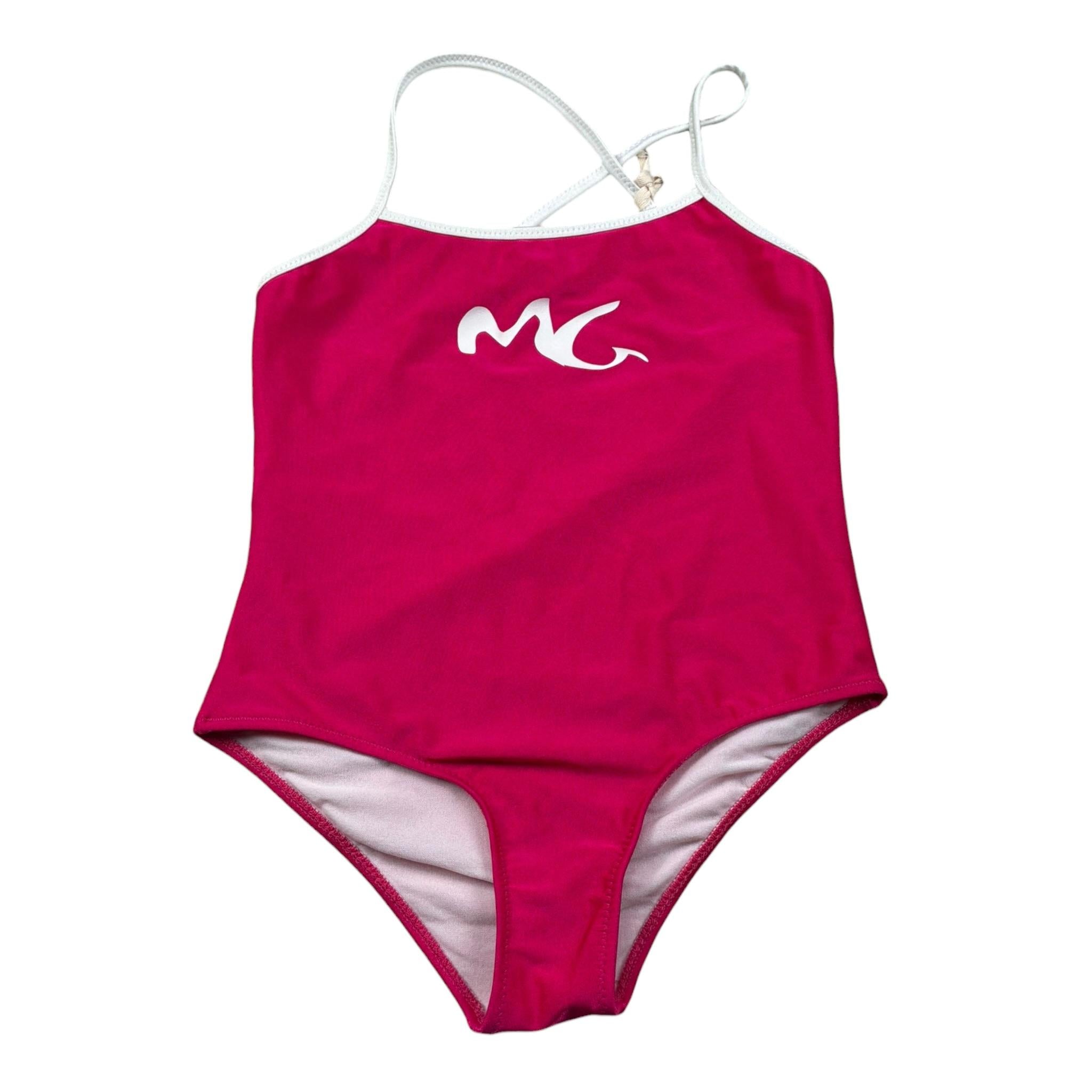 Manila Grace Costume Intero Tinta Unita con Logo per Bambina MG2666 FUXIA MANILA GRACE 