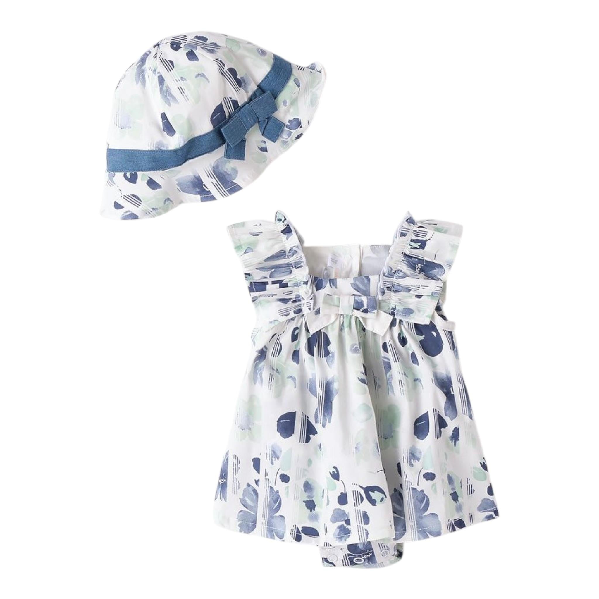 Mini Banda Completo 2 Pezzi Abito tinta unita-Cappello Bianco per Neonata 3B782X BIANCO MINI BANDA 