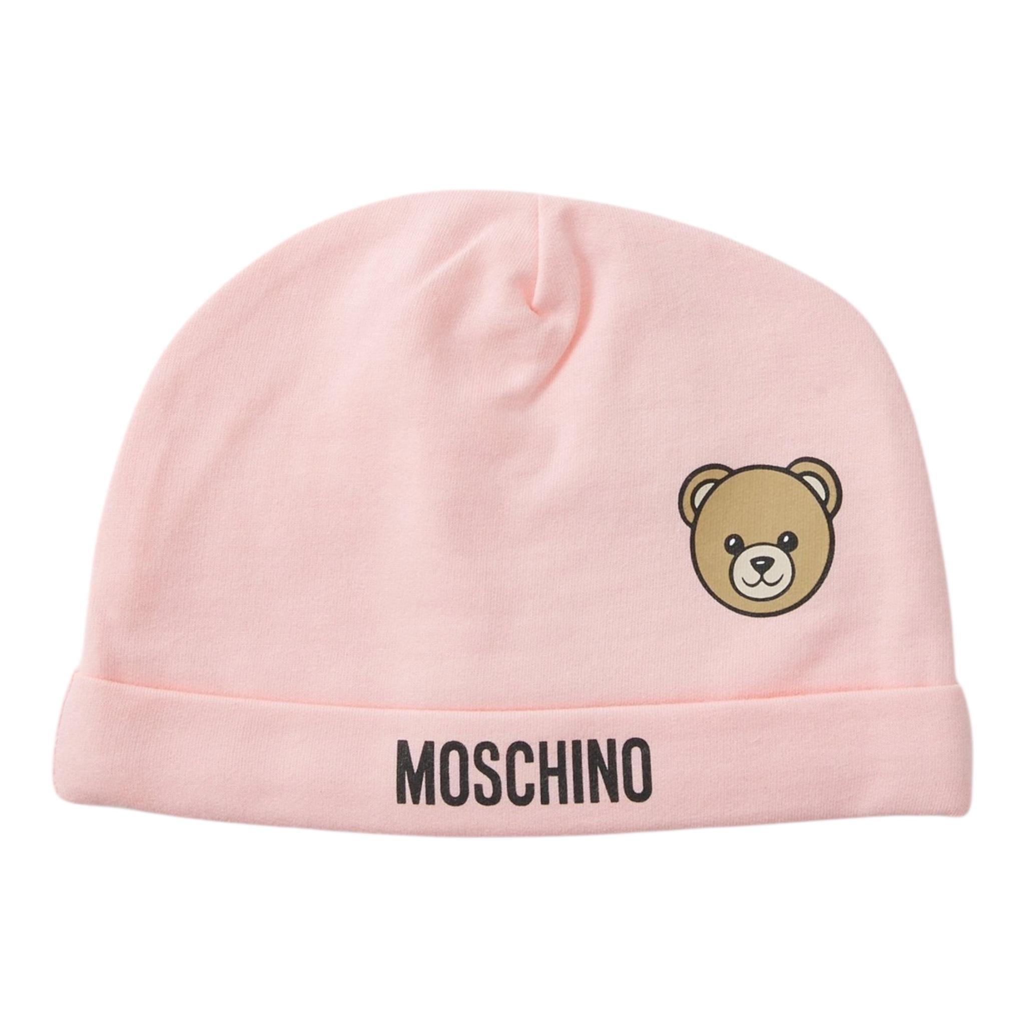 Moschino Cappello Tinta Unita con Stampa per Neonata MUX05AF ROSA MOSCHINO 
