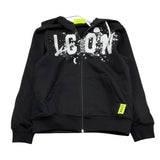 Icon Felpa Tinta Unita con Zip Cappuccio E Stampa per Bambino IBSW00593 NERO ICON 
