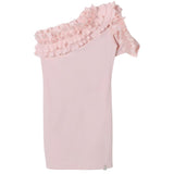 Patrizia Pepe One Shoulder Dress Solid Color With Pink Ruffles For Girls