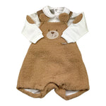 MARLU' completo 2pz shirt-salopette bicolore Bianco/cammello per Neonata IB6130 BIANCO/CAMMELLO MARLU' 