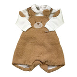 MARLU' completo 2pz shirt-salopette bicolore Bianco/cammello per Neonata IB6130 BIANCO/CAMMELLO MARLU' 