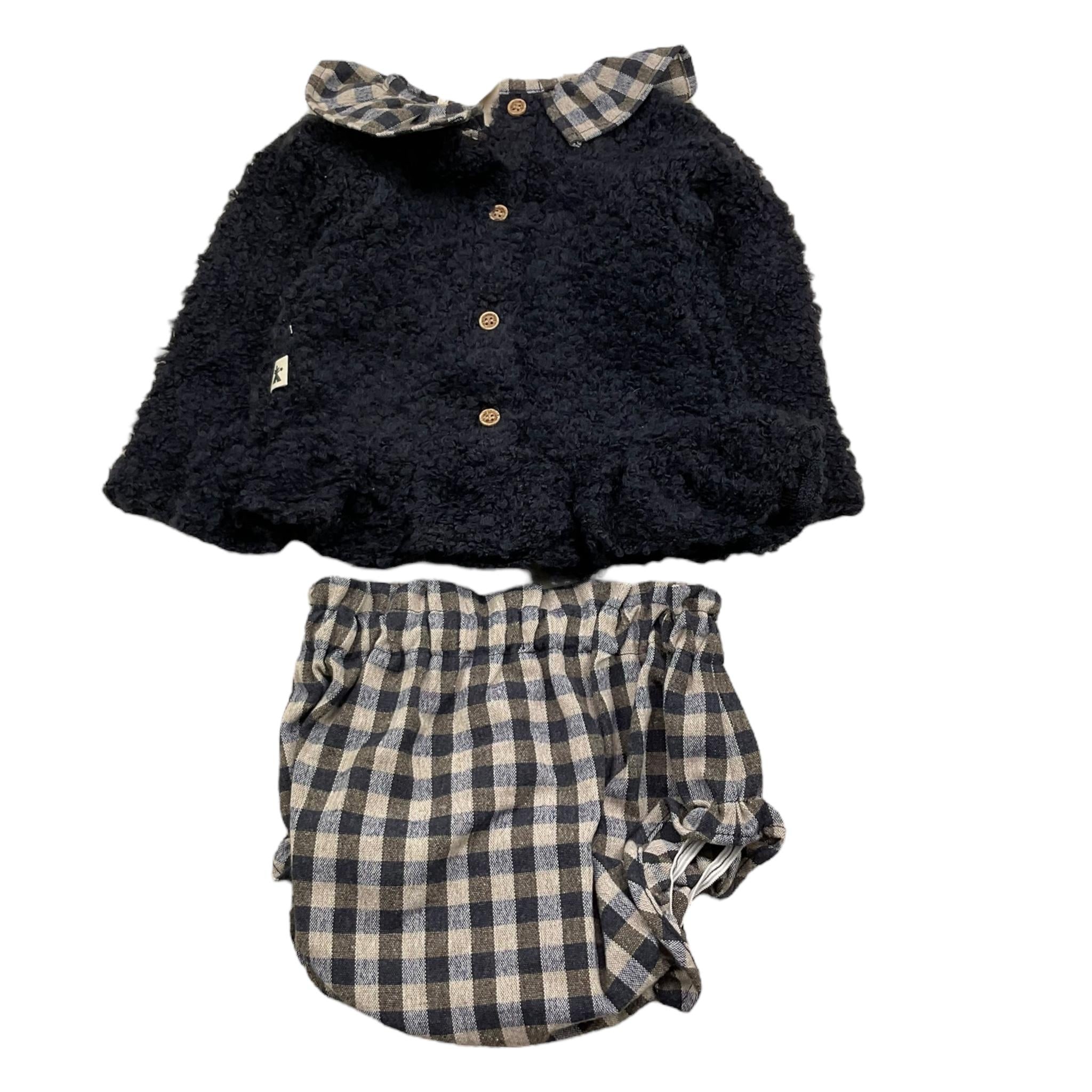 PETIT INDI completo 2 pezzi maglia-culotte Blu per Neonata AW24B0453 BLU PETIT INDI 