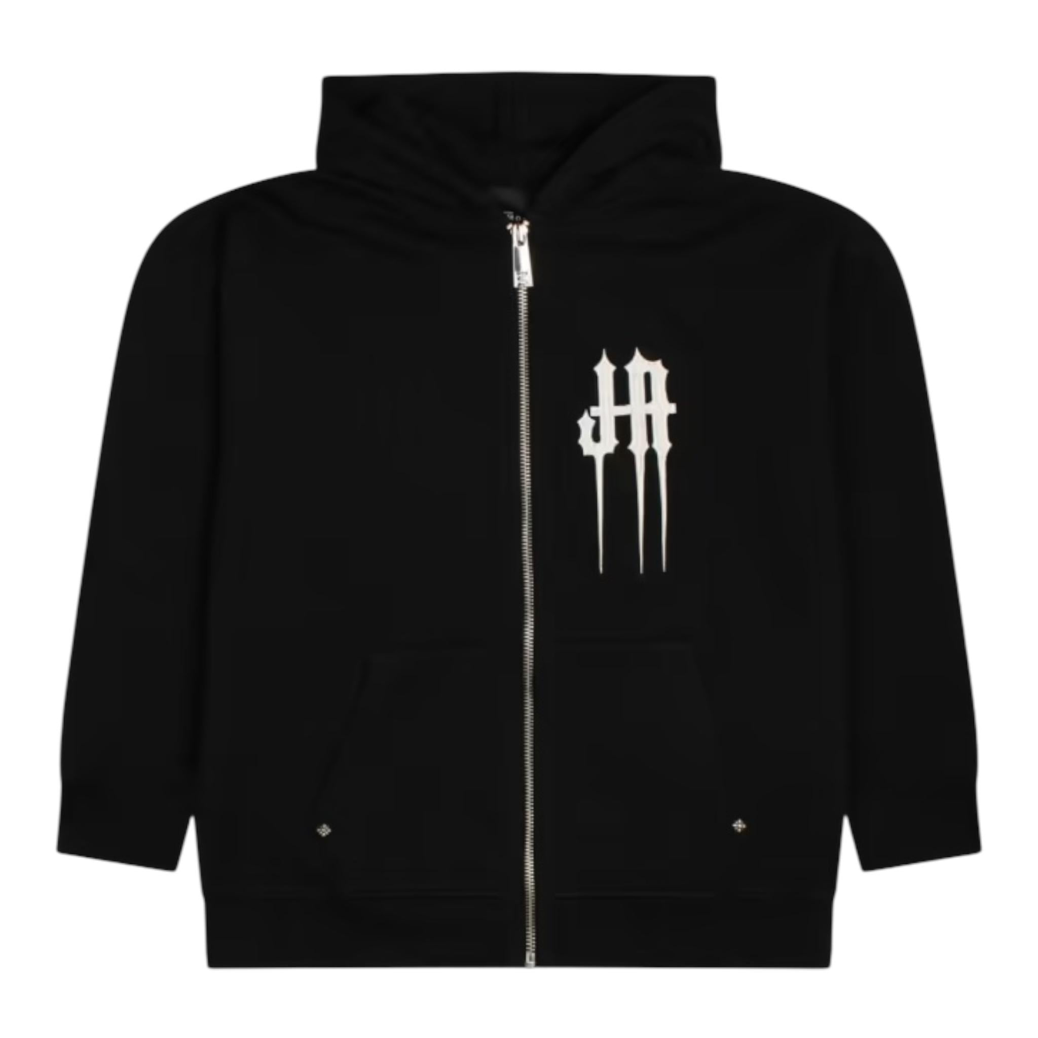 JOHN RICHMOND felpa con zip e cappuccio tinta unita con stampa Nero per Bambino RBA24020FEXX NERO JOHN RICHMOND 