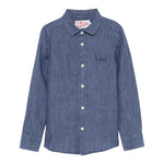 Saint Barth Camicia Tinta Unita con Logo per Bambino LINENDENIM BLU SAINT BARTH 