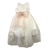 Bella Brilli Solid Color Sleeveless Formal Dress With White Tulle For Girls