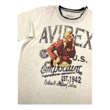 Avirex C&amp;Mt Crew Neck T-Shirt Solid Color with Contrast Print White for Kids