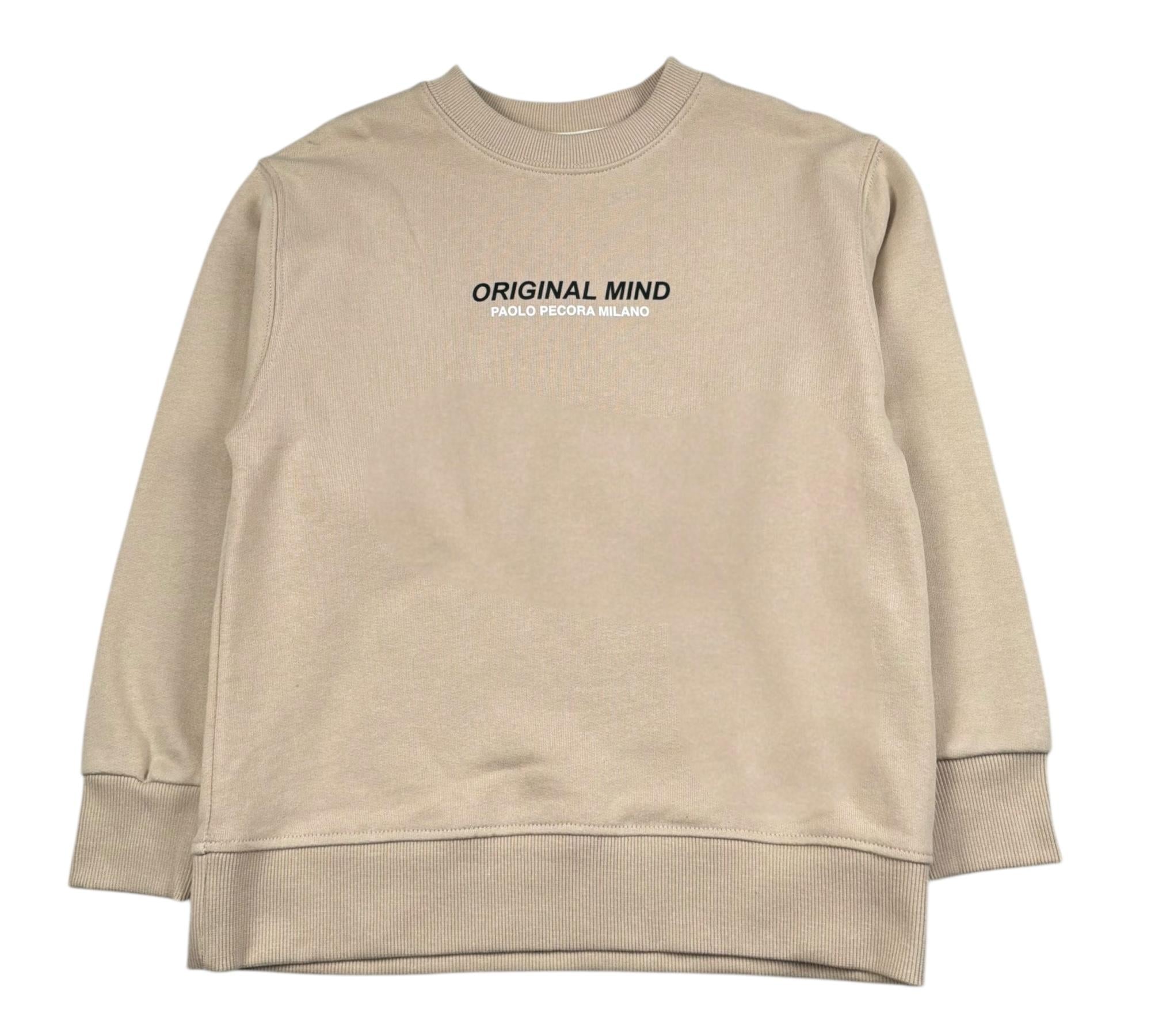 Paolo Pecora Felpa Chiusa Girocollo Tinta Unita con Stampa per Bambino PP4360 BEIGE PAOLO PECORA 