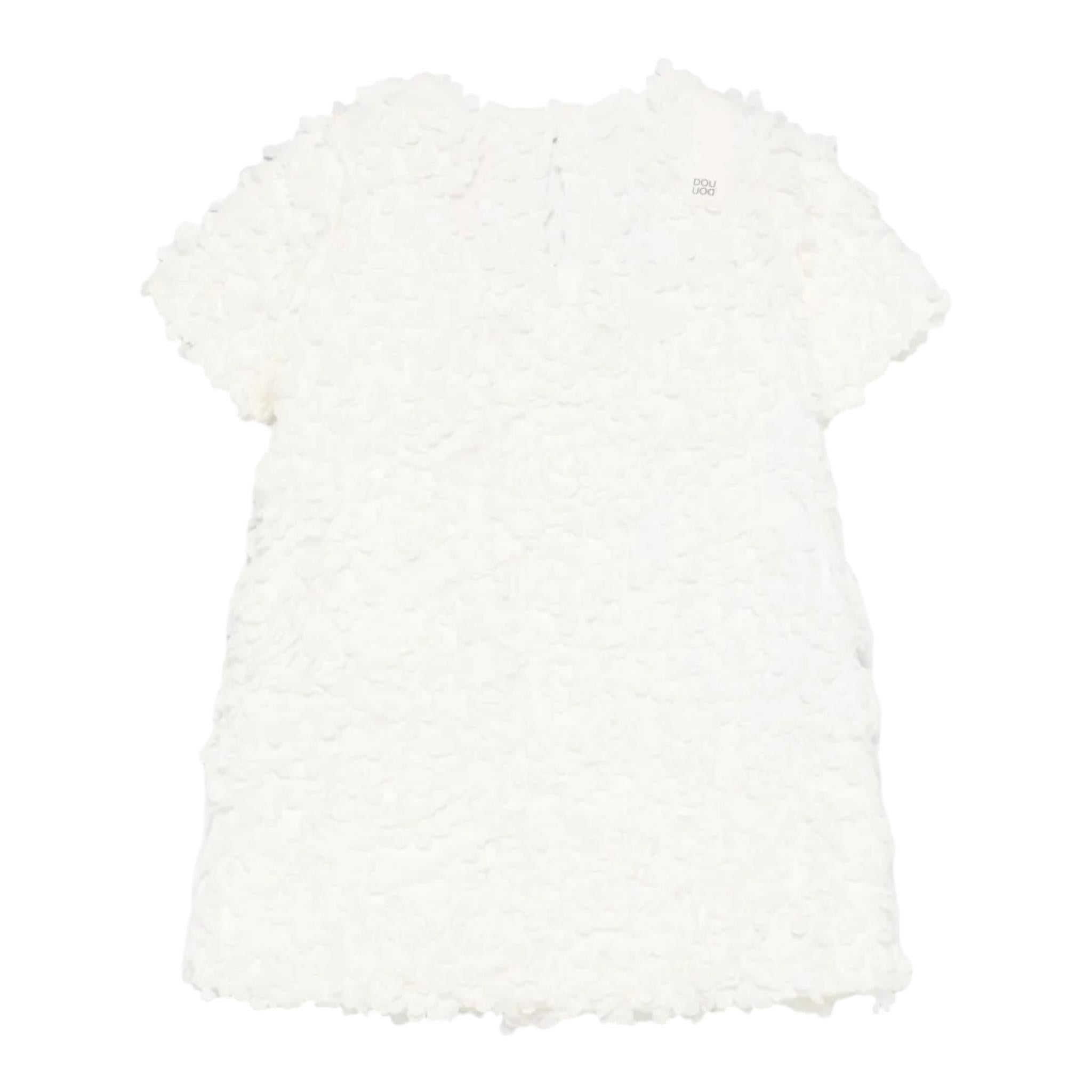 Dou Dou Abito Girocollo Tinta Unita con Applicazioni per Bambina DW1A91X PANNA DOU DOU 