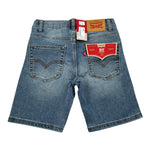 Levi'S Bermuda In Denim Tinta Unita con Girovita Regolabile per Bambino 8EM374X AZZURRO LEVI'S 