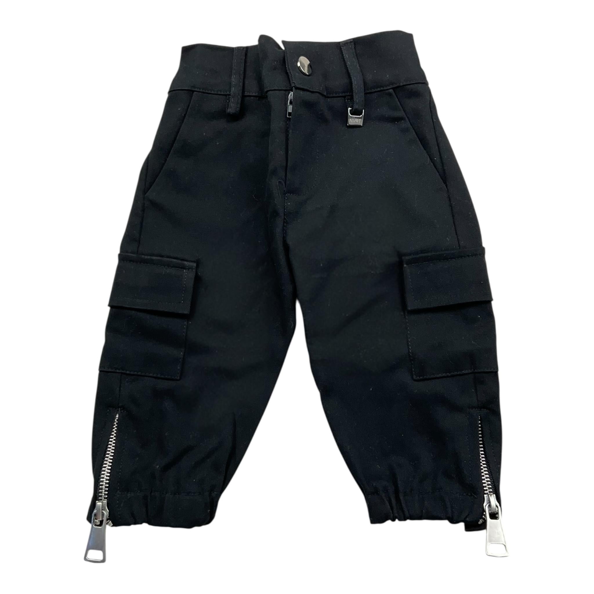 NEVER TOO pantalone tinta unita con elastico in vita Nero per Neonato NT2215N NERO NEVER TOO 