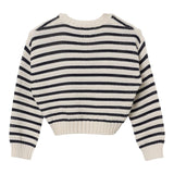 Aspesi Two-Tone Sweater With Striped Pattern And Cream Embroidery For Girls
