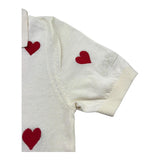 Saint Barth Polo Mezza Manica Tinta Unita con Ricami Cuori per Bambina EVONNE PANNA SAINT BARTH 